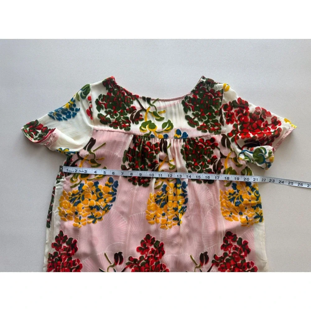 Maeve Anthropologie Pink Floral Burnout Velvet Silk Blend Shift Dress Size S NWT - Picture 11 of 13